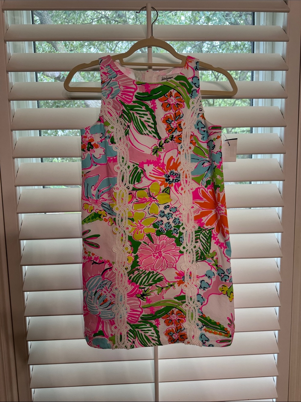 Bright Floral Shift Dress with Lace Trim GIRLS 10